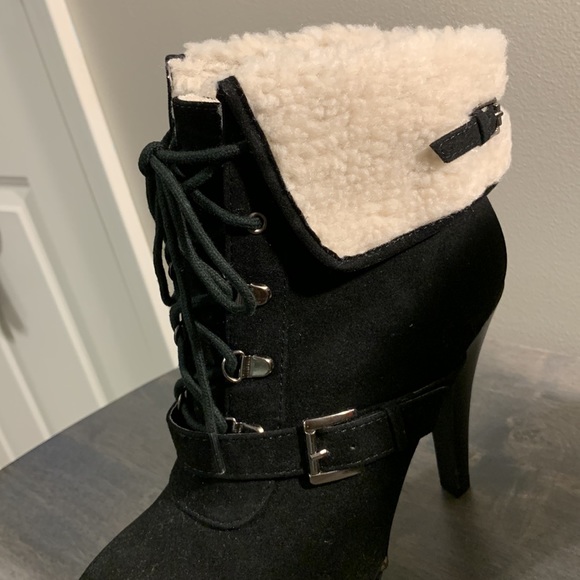 Baby Phat Bonnie Suede Platform Ankle Boots with Faux Fur NWOT - Picture 8 of 12